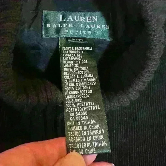 VNTG Lauren Ralph Lauren‎ Black Corduroy full zip jacket sweater sleeves … - Picture 5 of 6